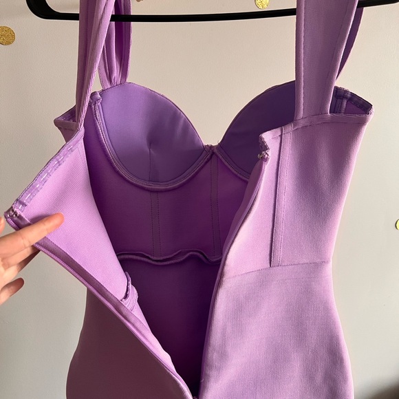 Size S draped off shoulder purple bandage dress - Picture 15 of 16